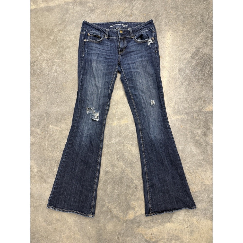 American Eagle‎ Artist Stretch Dark Wash Blue Denim Flare Jeans Size 8 Regular